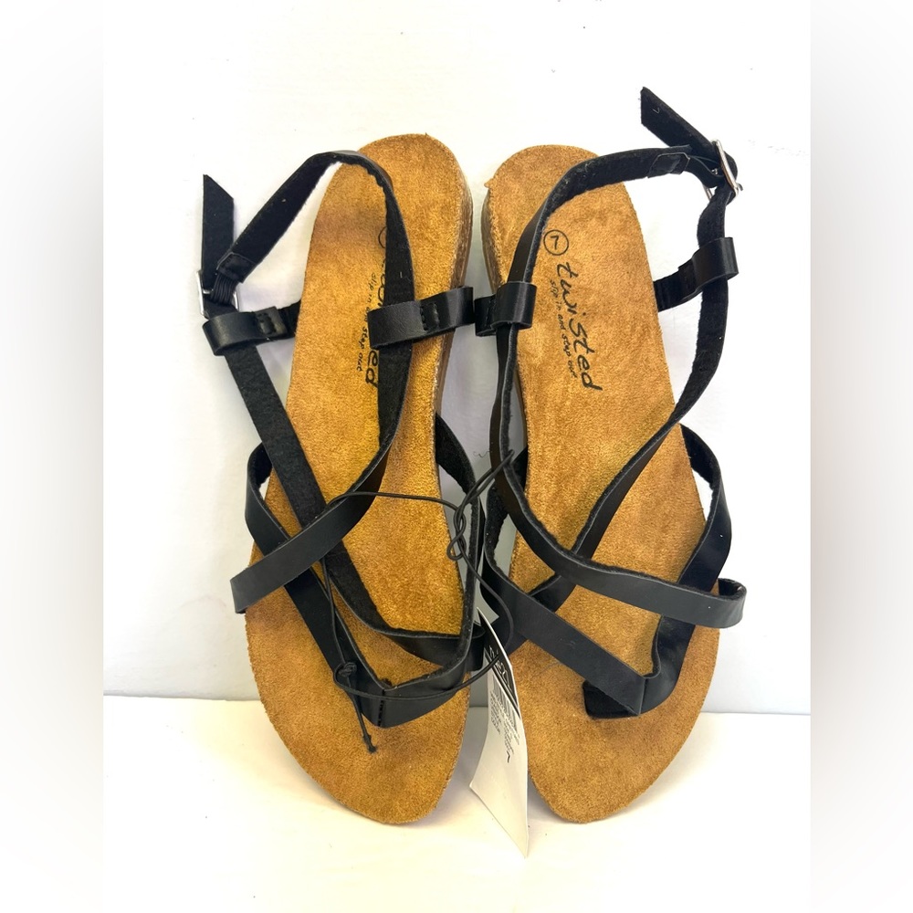 Twisted, Rue 21, Black/Tan Sandals,‎ New with Tag, Size:7